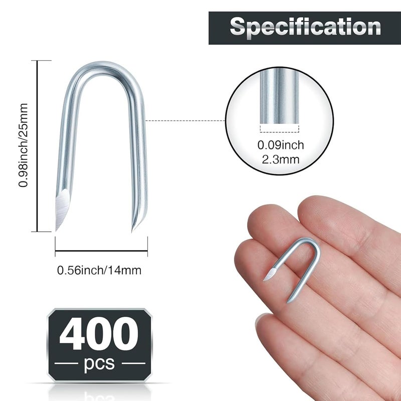 AHEONLAR Wire Fencing Staples (400PCS), 1'' Galvanised Fence Staples, U Nails Fence Fasteners Yard Cable Staples, U Shaped Nails for Wood, Chicken Wire, Mesh Fence, Woven Fencing and Wire Mesh - Image 2